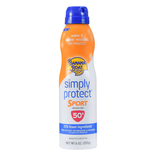 Banana Boat Simply Protect Sport Sunscreen Spray Broad Spectrum SPF 50 Plus, 6 Oz